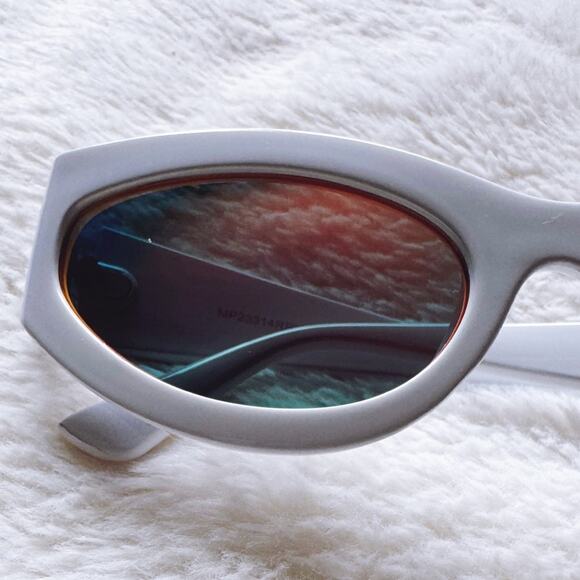 Faye Mirrored Orange with White Rim Sunglasses - Picture 2 of 15